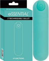 Essential 3 Inch Rechargeable Bullet Vibrator Teal with Storage Case BULLETS